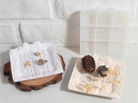 Molde silicona plato cuadrado bordado